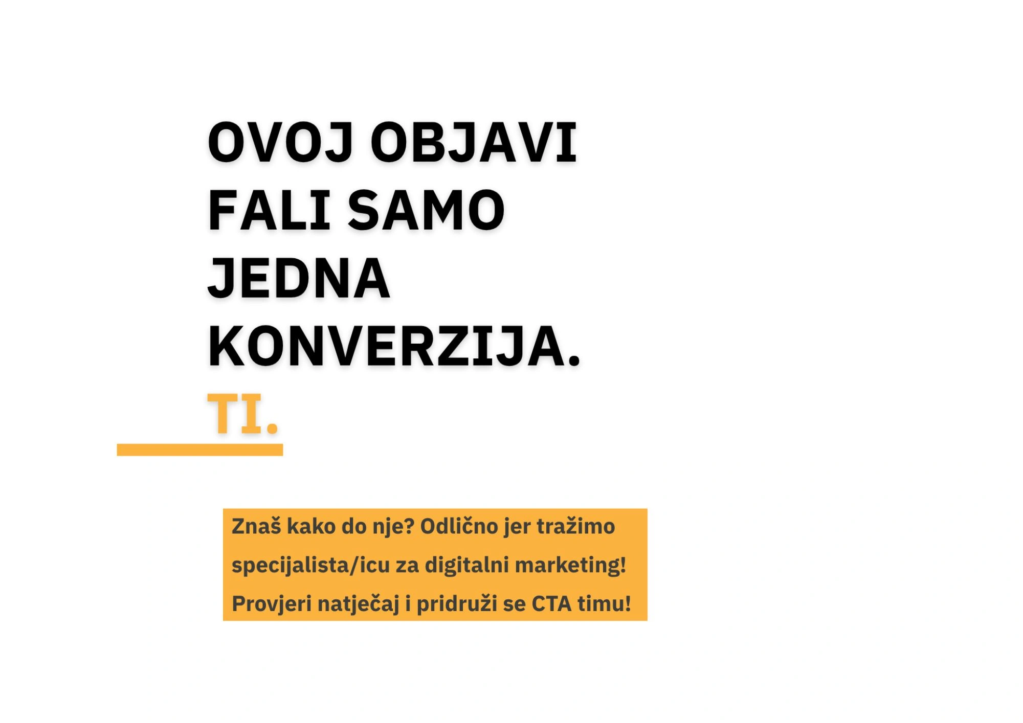 CTA komunikacije u potrazi za specijalisticom/specijalistom za digitalni marketing – performance (medior)!